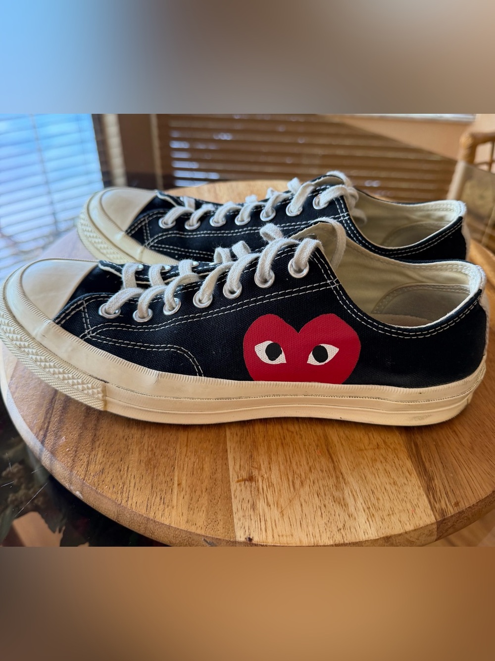 Converse Kids Black Low-Top Sneakers with Red Heart Logo